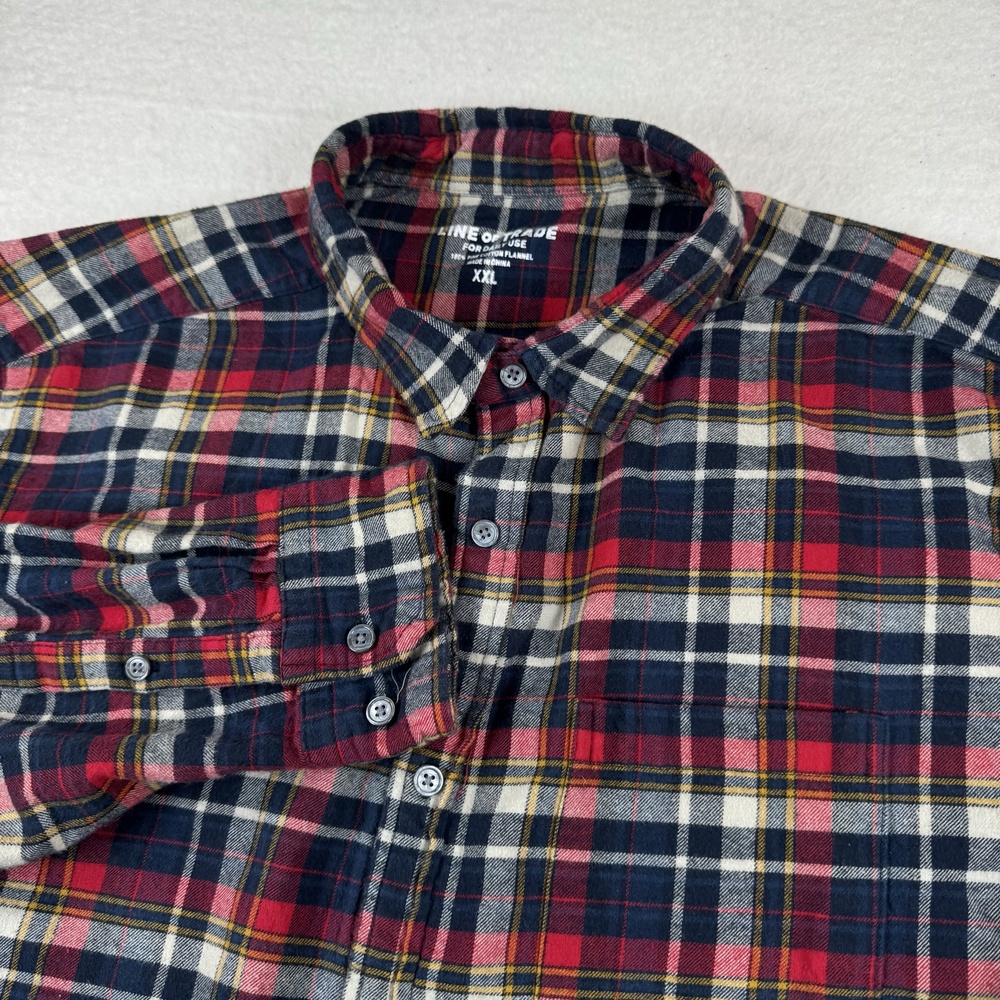 Line Of Trade Shirt Mens Size 2XL Red Plaid Flannel Long Sleeve Button Up Casual